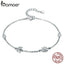 BAMOER Genuine 100% 925 Sterling Silver Lobster Clasp Star And Moon Clear CZ Bracelet & Bangles for Women Silver Jewelry SCB081