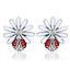 BAMOER Authentic 925 Sterling Silver Daisy Flower Red Ladybug Stud Earrings for Women Fashion Earrings Jewelry Gift SCE459