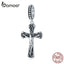 bamoer 925 Sterling Silver Retro Jesus Cross Pendant Charm for Women Jewelry Making Bracelet or Necklace Accessories SCC1407