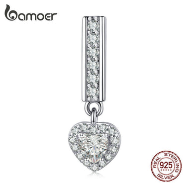 bamoer Heart Pendant Charm fit for Original Women Silver 925 Reflexions Watch Bracelets 925 Sterling Silver Jewelry SCX109
