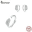 bamoer Sterling Silver 925 Jewelry Sets Leaf Open Finger Rings and Hoop Earrings for Women Female 2019 New Bijoux ZHS174