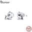 bamoer Silver Cute Cat Kitty Stud Earrings for Girl Anti-allergy 925 Sterling Silver Ear Pins Studs Jewelry Gifts SCE832