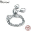 BAMOER New Arrival Real 925 Sterling Silver Glittering Pave Heart CZ Bracelet Adjustable Link Chain Bracelets Jewelry SCB032