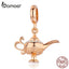 bameor Charms 925 Aladdin's Lamp Pendant Charm fit Original Silver Bracelets Rose Color Magic Design DIY Jewelry SCC703