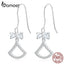 bamoer Bowknot with Fan Dangle Earrings for Women Wedding Engagement Jewelry Sterling Silver 925 Fashion Ear Jewelry BSE281