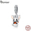 BAMOER Enamel Silver Charms for Women Jewelry Making Animal Bunny Pendants for Necklace Fit Original Charm Bracelet 3mm BSC072