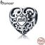 BAMOER Romantic Real 925 Sterling Silver Openwork You & Me Flower Leaf Beads fit Charm Bracelet & Bangle DIY Jewelry Gift SCC145