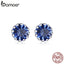 bamoer Birth Stone AAA Cubic Zircon Stud Earring 925 Sterling Silver Birthstone Ear Stud April Gifts Silver Jewelry SCE862