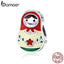 BAMOER 100% 925 Sterling Silver Colorful Enamel Matryoshka Beads Charms fit Women Bracelets & Bangles Jewelry Making SCC1086