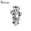 bamoer Sterling Silver 925 Jewelry Sakura Cherry Blossom Tiny Charm fit Original Snake Bracelet Fashion Jewelry Making SCC1448