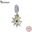 BAMOER High Quality 925 Sterling Silver Sun Meet Moon Pendant fit Charms Bracelets Necklaces Clear CZ Zircon Jewelry SCC1135