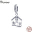 BAMOER Authentic 100% 925 Sterling Silver Sweet Home Pendant House Shape Charms fit for Women Bracelets DIY Jewelry Gift SCC913