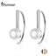 BAMOER Silver 925 Jewelry Earrings Big Circle Geometric Stud Earrings for Women Shell Pearl Earings Female Korea Jewelry SCE604