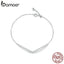 bamoer V Shape Geometric Silver Bracelet Dazzling Clear CZ Chain Bracelets for Women 925 Sterling Silver Wedding Jewelry SCB137