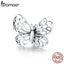 BAMOER 925 Sterling Silver Crystal Butterfly Insect Charms Beads fit Original Charm Bracelets Women Necklaces Jewelry BSC062