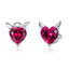BAMOER Fashion 925 Sterling Silver Angel And Devil Pink CZ Heart Stud Earrings for Women Sterling Silver Jewelry 2018 SCE414