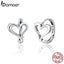 BAMOER Classic Genuine 925 Sterling Silver Romantic Heart Love Shape Hoop Earrings for Women Fashion Earrings Jewelry SCE447