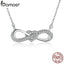 BAMOER 100% 925 Sterling Silver Infinity Love Clear CZ Heart Women Pendant Necklaces Luxury Fine Jewelry Girlfriend Gift SCN100