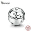 BAMOER 12 Constellation Zodiac Round Metal Beads for Women Bracelet Shining CZ Charm fit Original Silver 925 Bangle SCC1218