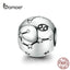 BAMOER 12 Constellation Zodiac Round Metal Beads for Women Bracelet Shining CZ Charm fit Original Silver 925 Bangle SCC1218