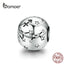 BAMOER 12 Constellation Zodiac Round Metal Beads for Women Bracelet Shining CZ Charm fit Original Silver 925 Bangle SCC1218