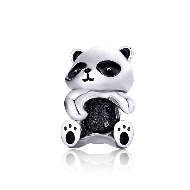 bamoer Zoo Collection Koala Panda Bear Charm Sterling Silver 925 Animal Metal Beads for Original Snake Bracelet Bijoux BSC093