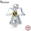 BAMOER Trendy New 925 Sterling Silver Guardian Angel Charm Beads fit Bracelets & Necklaces Clear CZ DIY Jewelry Making SCC747