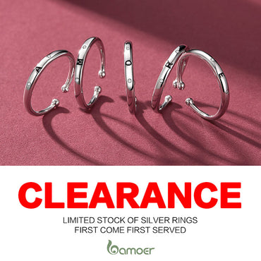 BAMOER Authentic 100% 925 Sterling Silver Love Heart Forever More Ring Clear CZ Jewelry Clearance Sale Limited Stock LOW TO 3.99