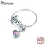 BAMOER Genuine 925 Sterling Silver Love Letter Adjustable Finger Ring Female Party Finger Ring Sterling Silver Jewelry SCR246