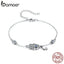 BAMOER Authentic 925 Sterling Silver Hand of Fatima Chain Link Bracelets for Women Lobster Clasp Classic Bracelet Jewelry SCB079