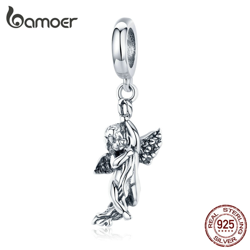 bamoer Love God Cupid Pendant Charm fit for Original Silver Snake Braelet or Necklace Sterling Silver 925 Jewelry Making SCC1405