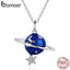 BAMOER Hot Sale 100% 925 Sterling Silver Secret Planet Moon Star Necklaces Pendants for Women Sterling Silver Jewelry BSN007