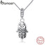 BAMOER New 925 Sterling Silver Lucky Hamsa Pendant Necklace Women Fine Jewelry Birthday Gift CC031