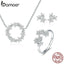 BAMOER 925 Sterling Silver Jewelry Sets Clear Cubic Zircon Shining Star Necklace Women Ring Jewelry Set Luxury Jewelry ZHS097