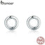 BAMOER New Arrival Fashion 925 Sterling Silver Minimalism Round Circle Stud Earrings for Women Sterling Silver Jewelry SCE349-1H