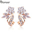 BAMOER Gold Color Stud Earrings with Flower Shape White/Multicolor AAA Zircon For Women Trend Jewelry JIE043