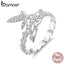 bamoer Flower Elf Finger Rings for Women authentic 925 Sterling Silver CZ Wedding Statement Jewelry Accessories Bague BSR104