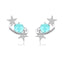 bamoer Sea Blue Clear CZ Stud Earrings for Women 925 Sterling Silver Earring Wave Starfish Round Planet Star Jewelry Earring