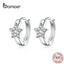 bamoer 3 Styles Hoop Earrings Sterling Silver 925 Cute Cat Star Round Small Ear Hoops for Women Jewelry Gifts for Girl BSE172