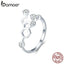 BAMOER Real 925 Sterling Silver Honeycomb Adjustable Finger Rings for Women Clear CZ Ring Wedding Engagement Jewelry Anel SCR433