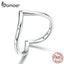 bamoer Authentic 925 Sterling Silver Heart Finger Rings for Women Minimalist Simple Ring for Wedding Engagement Jewelry SCR622