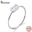 BAMOER Luxury Brand Fashion Sterling Silver 925 Bridal Ring for Women with Paved Micro Zircon Crystal Wedding Jewelry SCR565