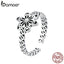 BAMOER Genuine 925 Sterling Silver Snowflakes Flower Open Size Adjustable Finger Ring Women Silver Jewelry Gift SCR482