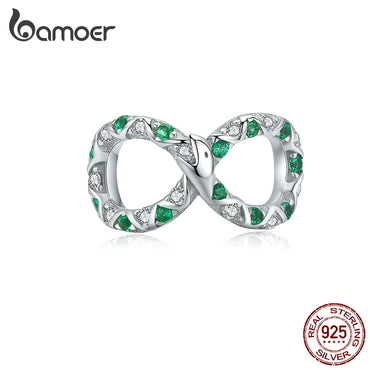 bamoer Infinity Shape Snake Charm fit Original Silver Bracelet 925 Sterling Silver Retro Ouroboros Design Jewelry BSC186