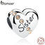 BAMOER New Trendy 925 Sterling Silver Sister Floating Heart Charm fit Bangles Jewelry Making Family Gift SCC008