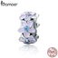 BAMOER Genuine 100% 925 Sterling Silver Spacer Orchid Flower Silicon Beads fit Women Bracelet & Necklace DIY Jewelry SCC601