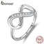 bamoer Infinity Love Family Forever Finger Ring Adjustable Free Size Rings 925 Sterling Silver Fashion Clear CZ Jewelry SCR579