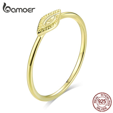 bamaoer Real 925 Sterling Silver Jewlery Gold Color Guardian Eye Finger Rings for Women Fashion Korean Style New Bijoux SCR629
