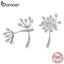 BAMOER Genuine 925 Sterling Silver Blooming Dandelion Love Exquisite Stud Earrings for Women Fashion Silver Jewelry SCE506