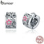 BAMOER Genuine 925 Sterling Silver Daisy Flower Exquisite Stud Earrings for Women Clear CZ Sterling Silver Jewelry SCE541